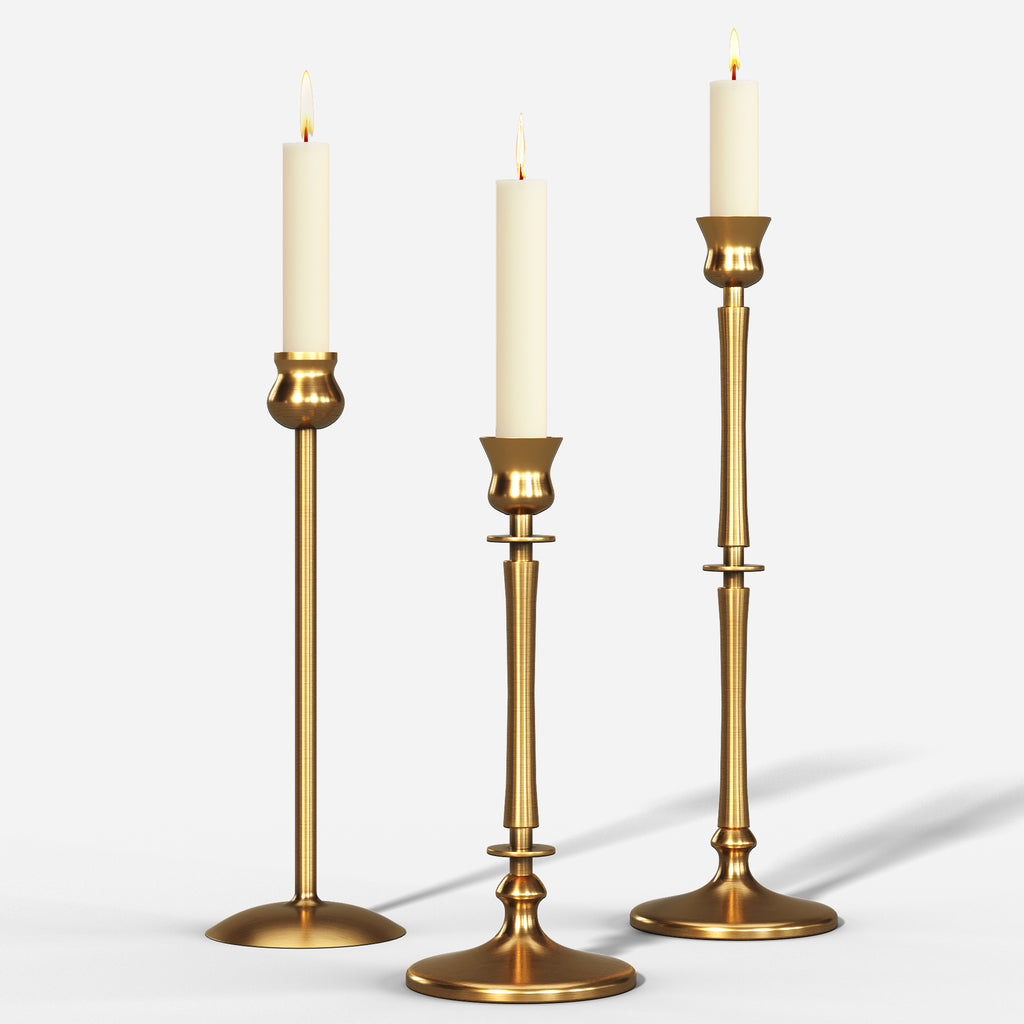 LILOCASA | Brass Candlestick Holders Set of 3